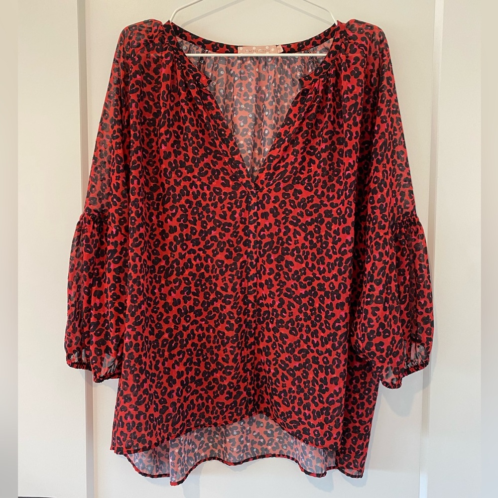 Traffic People red pink black blouse XL